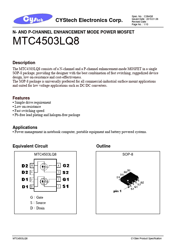 <?=MTC4503LQ8?> डेटा पत्रक पीडीएफ