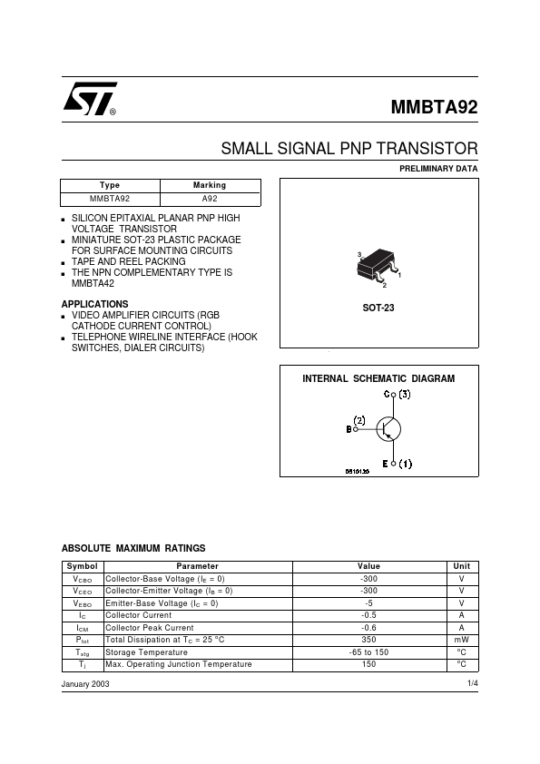 MMBTA92 STMicroelectronics