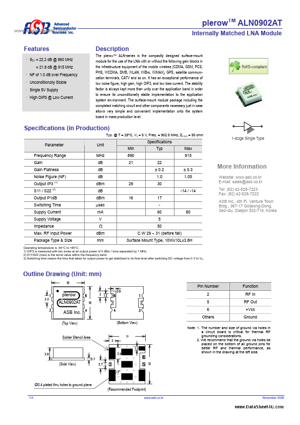 ALN0902AT Advanced Semiconductor