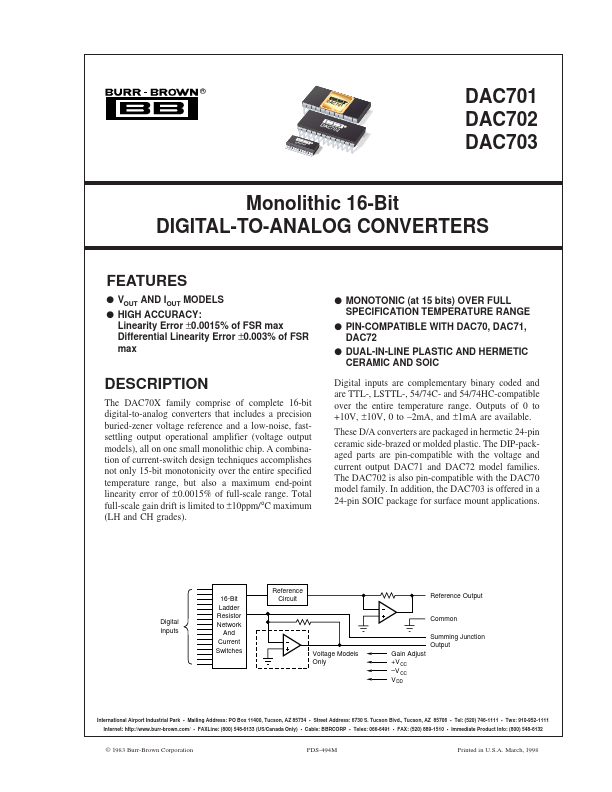 <?=DAC701?> डेटा पत्रक पीडीएफ