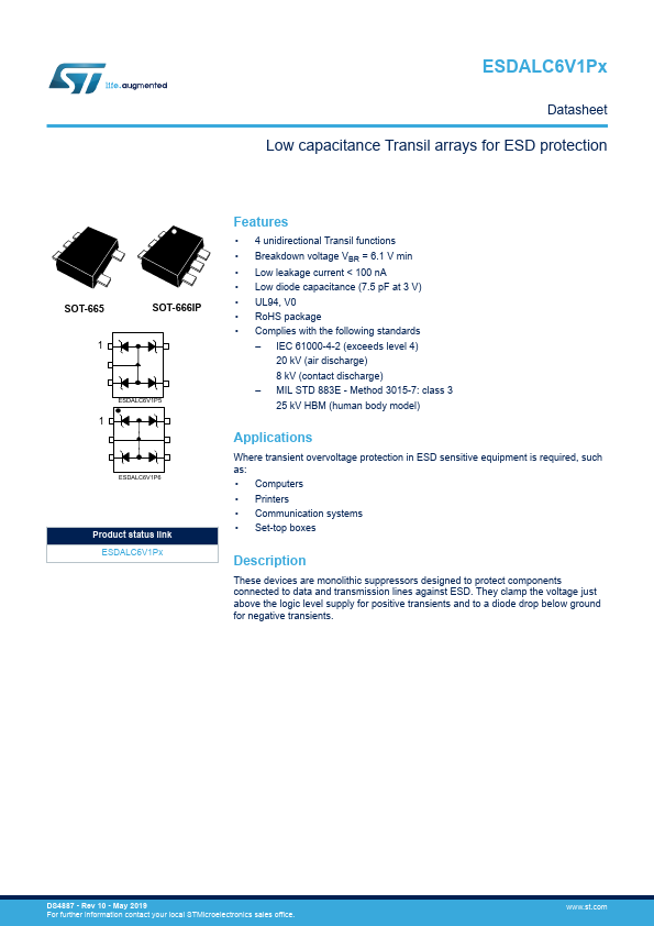 ESDALC6V1Px STMicroelectronics