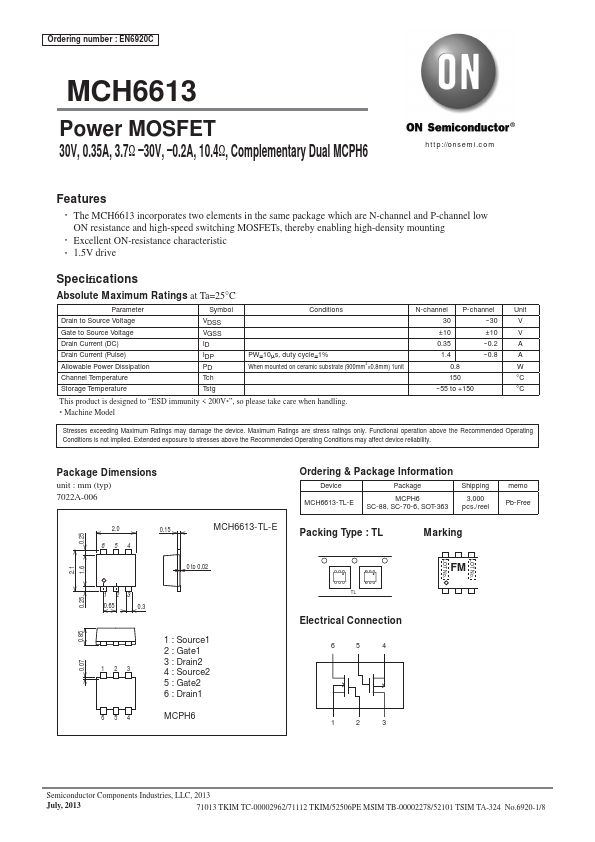 MCH6613 ON Semiconductor