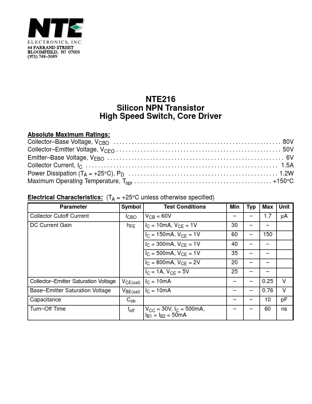 NTE216 NTE