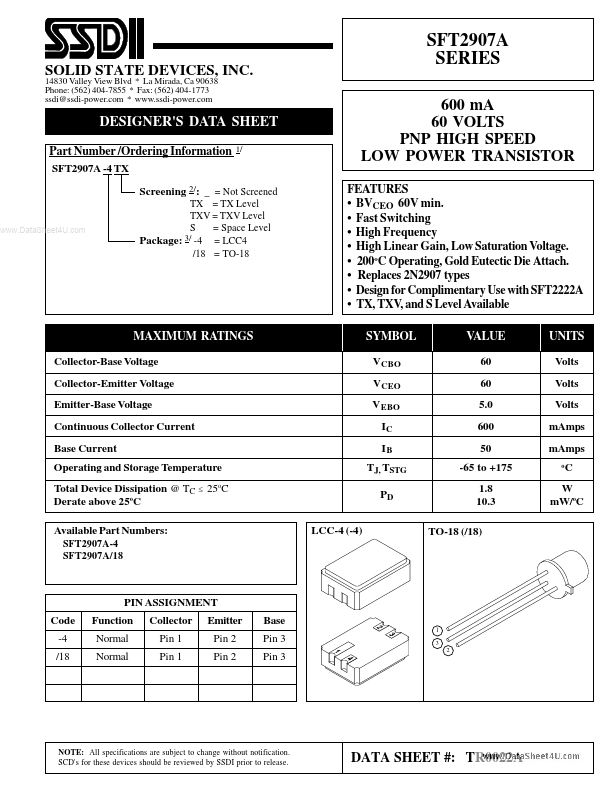 <?=SFT2907A?> डेटा पत्रक पीडीएफ