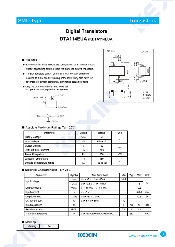 <?=DTA114EUA?> डेटा पत्रक पीडीएफ