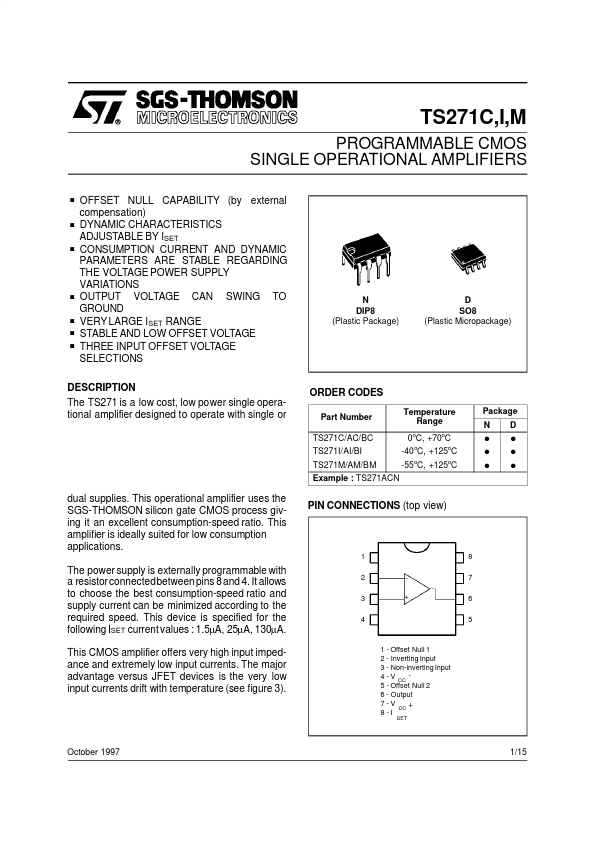 TS271AM STMicroelectronics