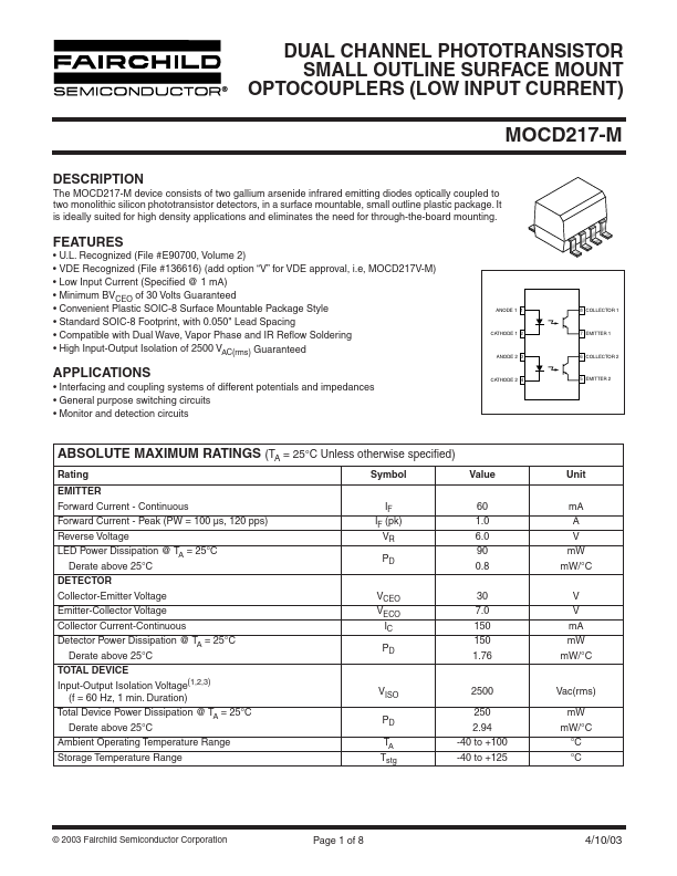 MOCD217-M Fairchild Semiconductor