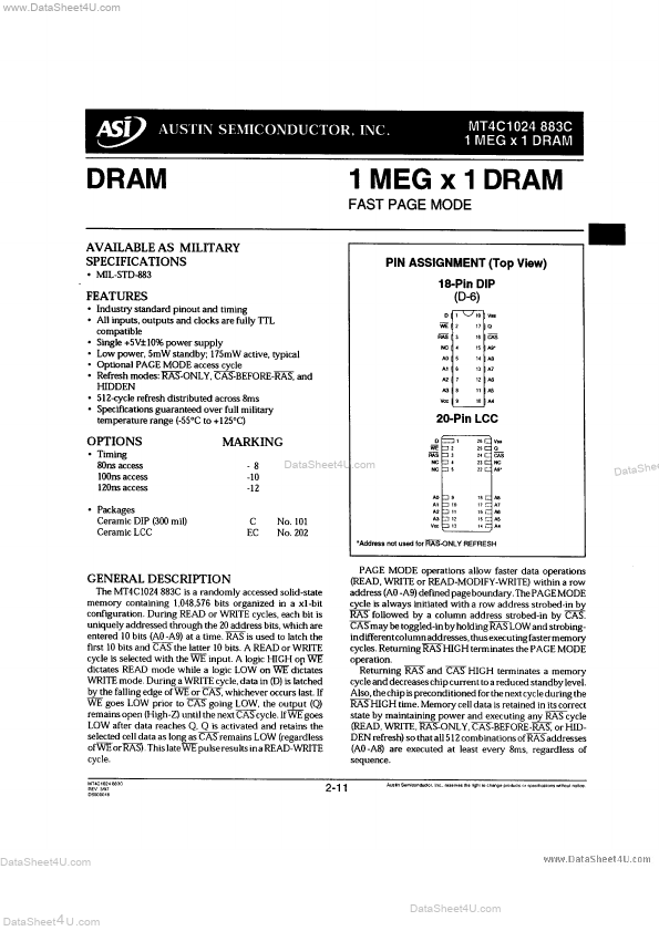 MT4C1024-883C Micron Technology