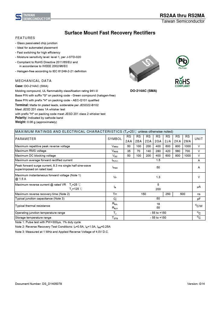 RS2MA Taiwan Semiconductor