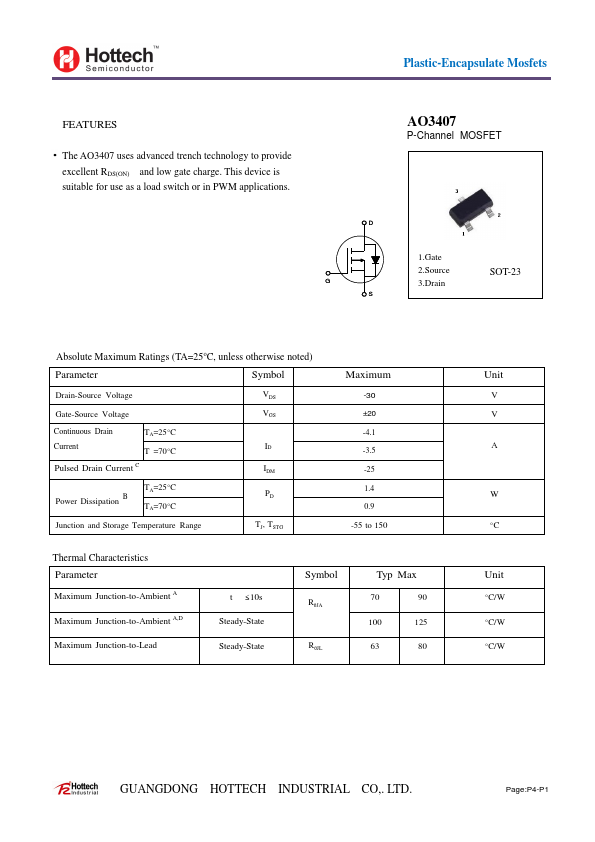 AO3407 HOTTECH