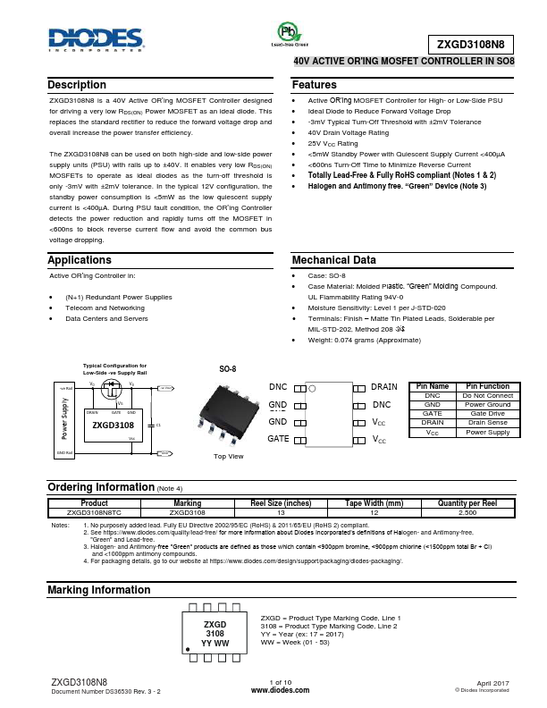 ZXGD3108 Diodes