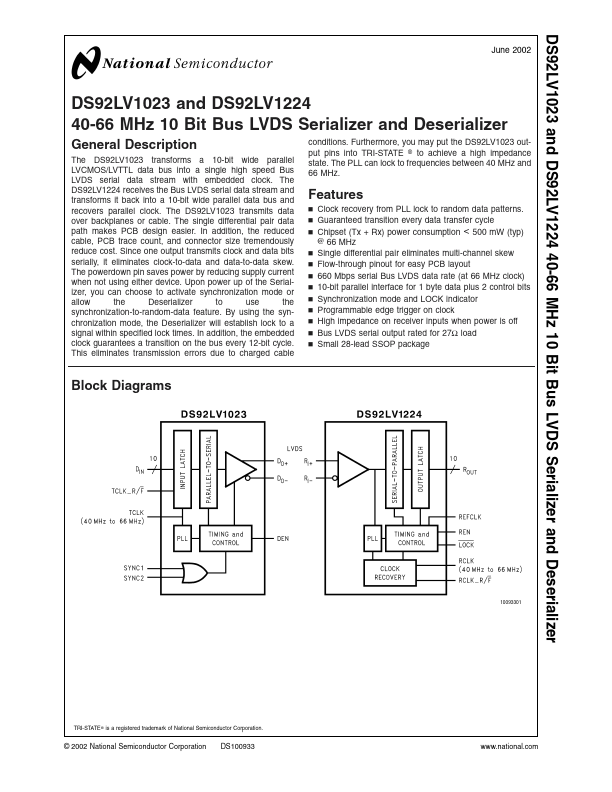 DS92LV1224 National Semiconductor
