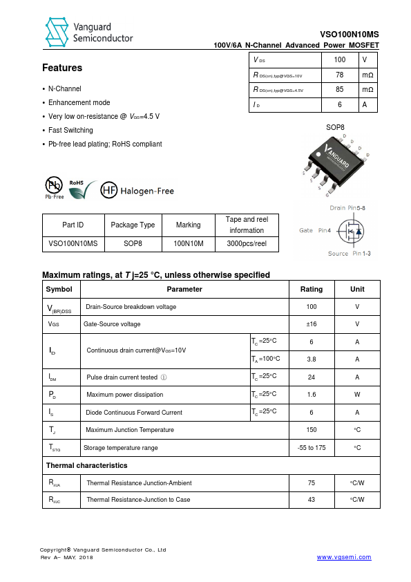 <?=VSO100N10MS?> डेटा पत्रक पीडीएफ