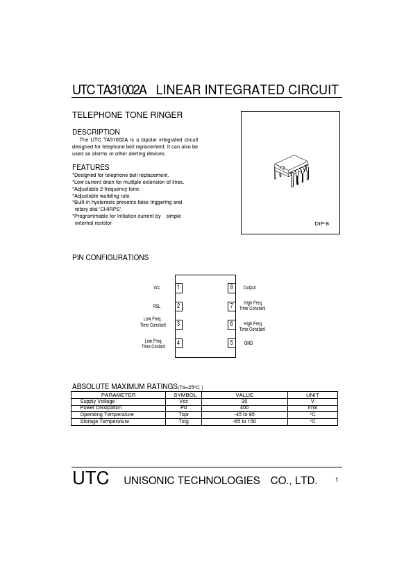 UTCTA31002A Unisonic Technologies