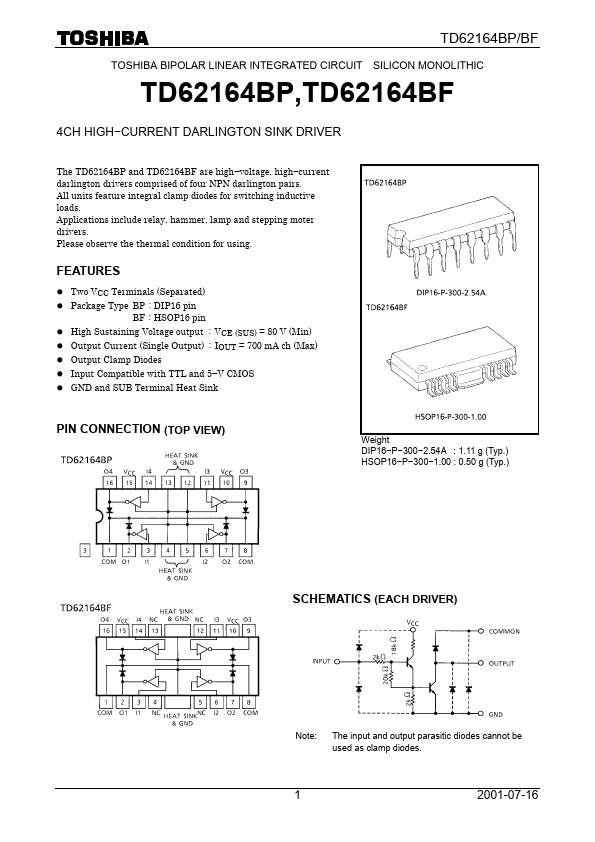 TD62164BP Toshiba Semiconductor