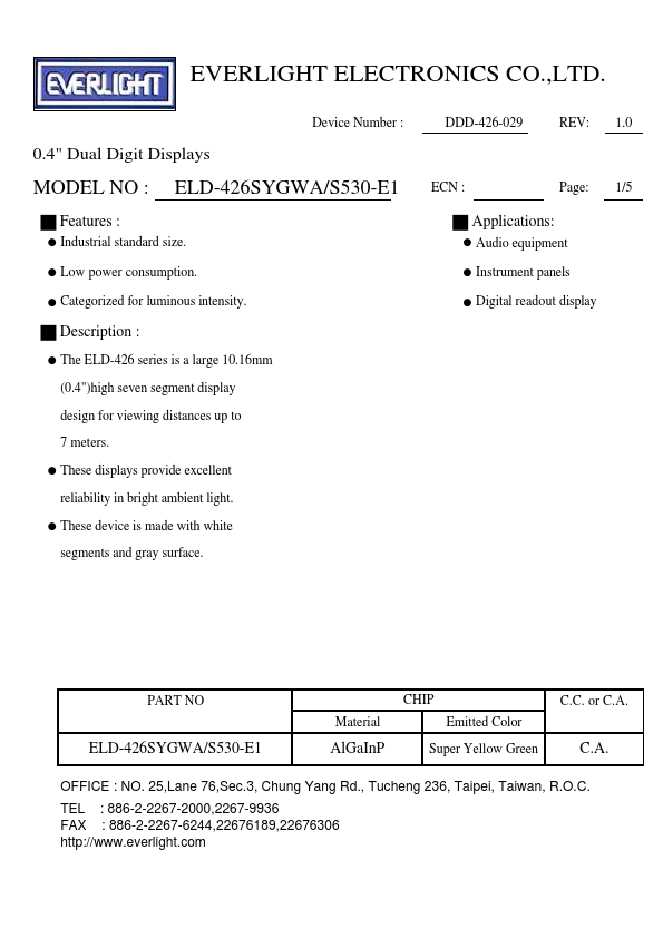 ELD-426SYGWA-S530-E1 Everlight Electronics