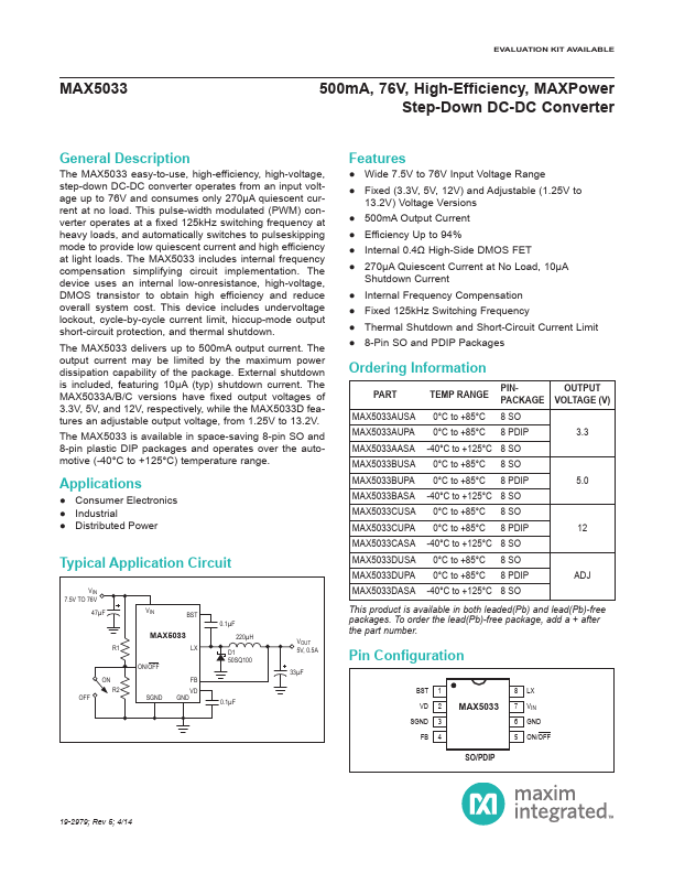 MAX5033 Maxim Integrated