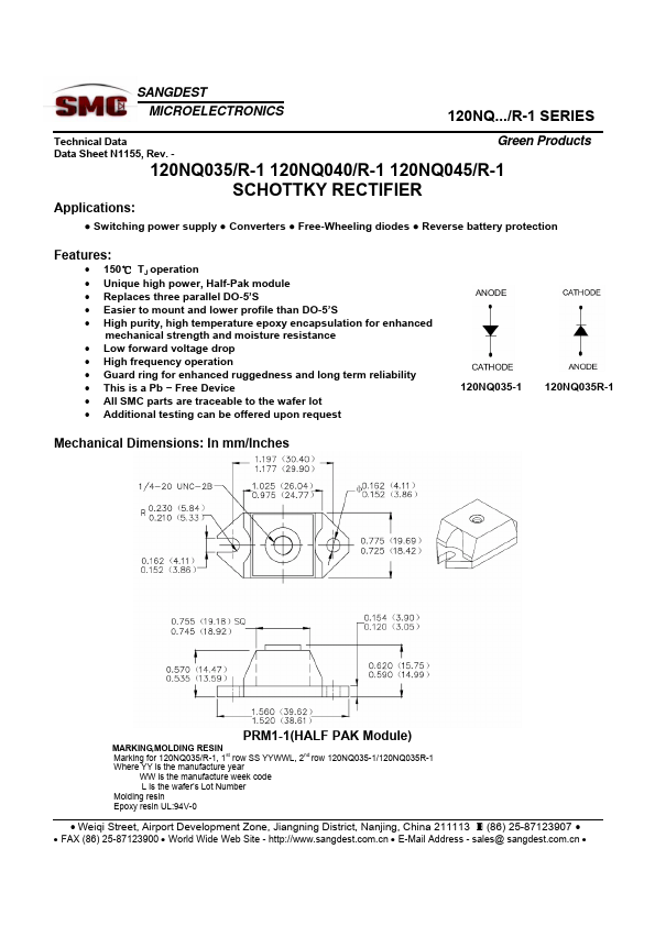 120NQ045R-1 SANGDEST MICROELECTRONICS