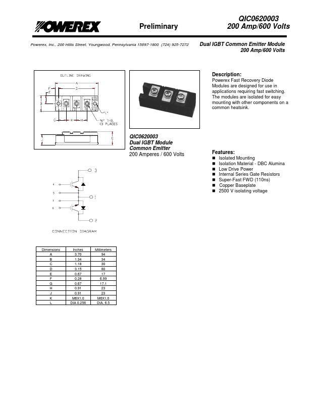 QIC0620003 Powerex Power Semiconductors