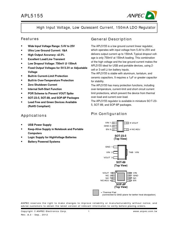 APL5155 Anpec Electronics