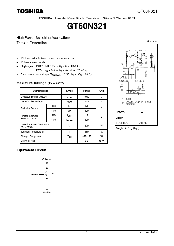 GT60N321 Toshiba Semiconductor