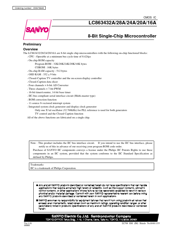 LC863420A Sanyo Semicon Device