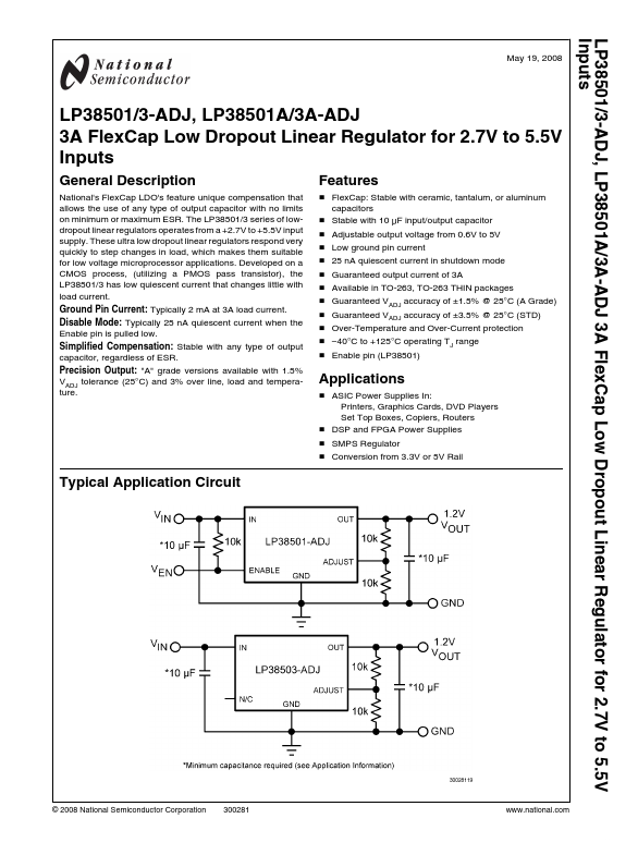 LP38501A-ADJ National Semiconductor