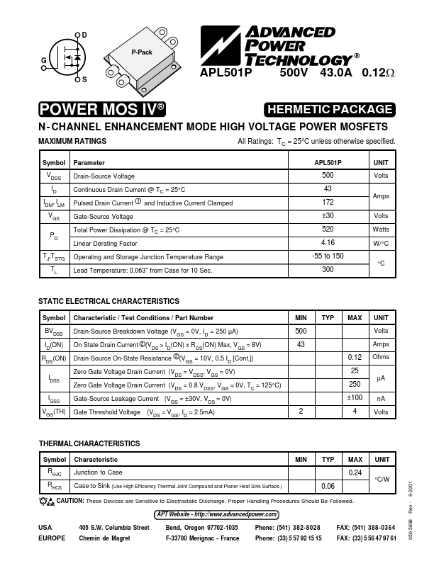 APL501P Advanced Power Technology