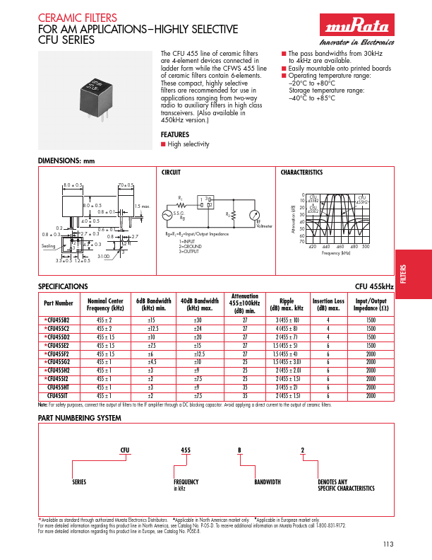 CFU455E2 Murata Electronics