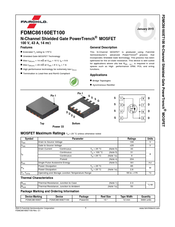 <?=FDMC86160ET100?> डेटा पत्रक पीडीएफ