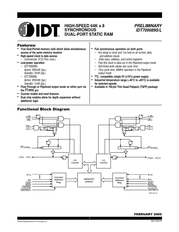 IDT709089L Integrated Device Technology