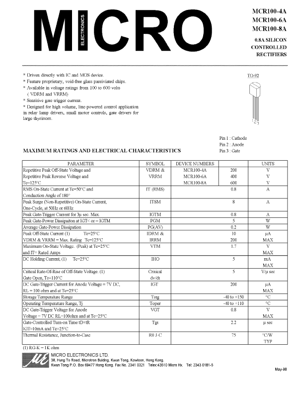 MCR100 Micro Electronics