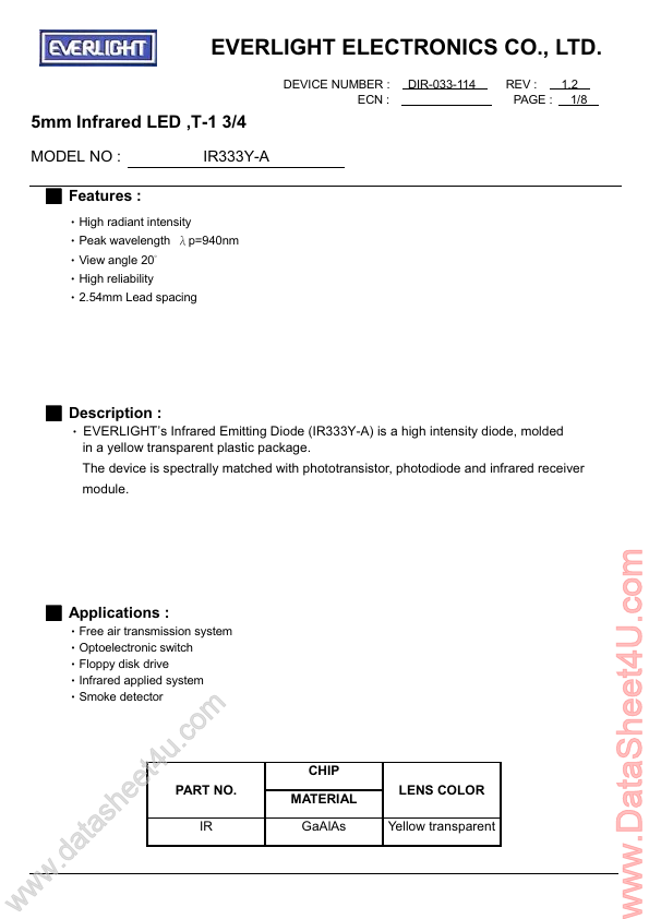 <?=IR333Y-A?> डेटा पत्रक पीडीएफ
