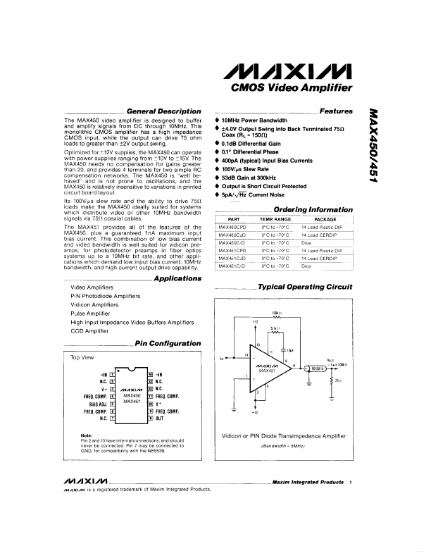 MAX450 Maxim