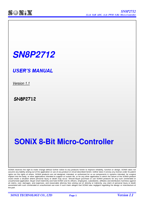 SN8P2712 Sonix