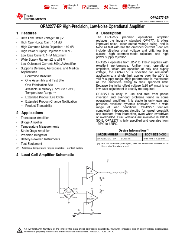 OPA2277-EP Texas Instruments