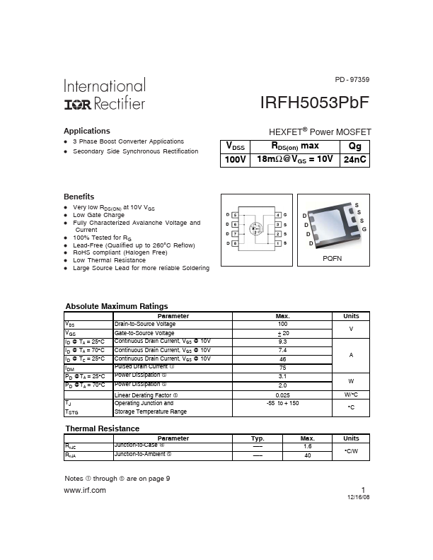 <?=IRFH5053TR2PBF?> डेटा पत्रक पीडीएफ