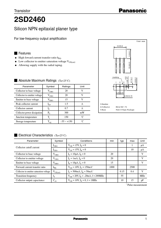 2SD2460 Panasonic Semiconductor