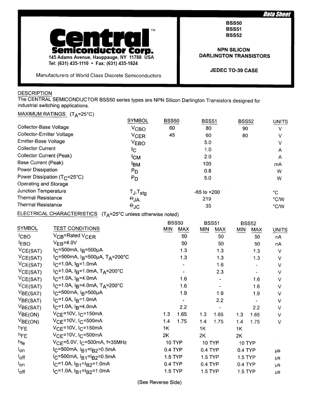 BSS51 Central Semiconductor