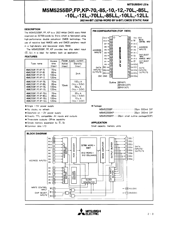 M5M5255KP-85LL