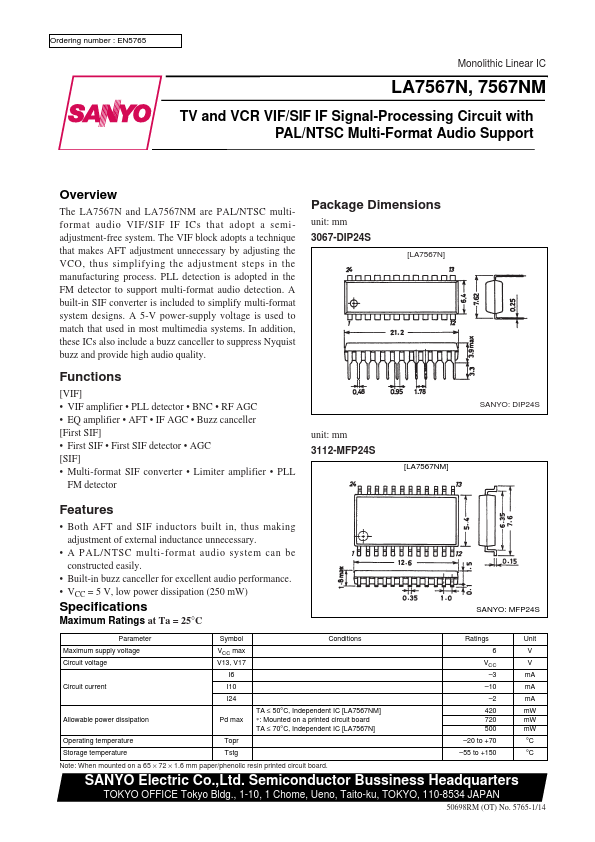 LA7567NM Sanyo