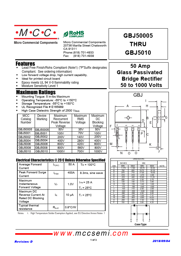 GBJ50005 MCC