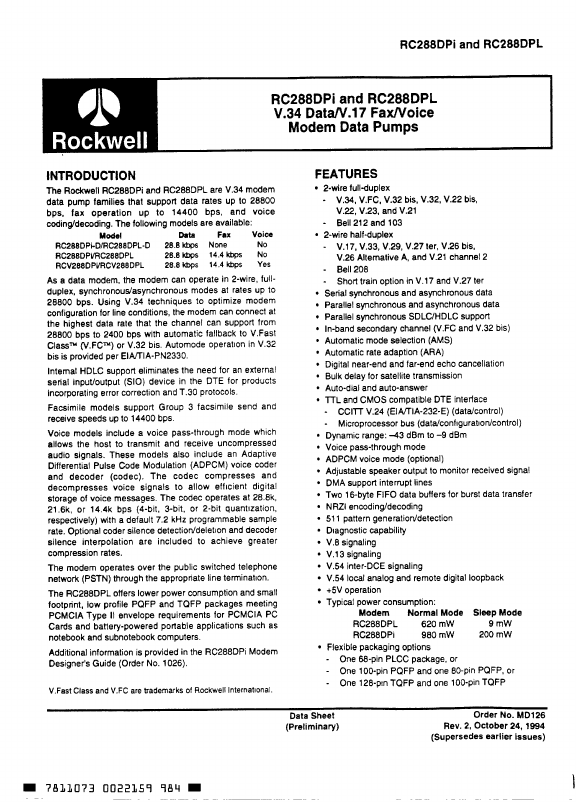 RCV288DP Conexant Systems