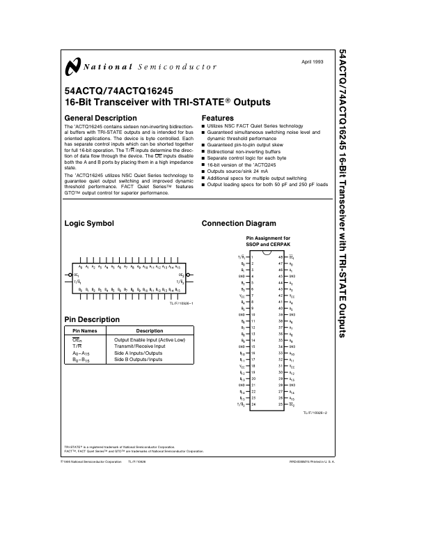 <?=74ACTQ16245?> डेटा पत्रक पीडीएफ