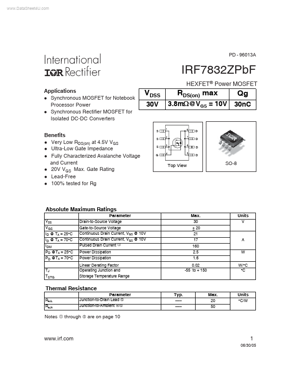 IRF7832ZPBF International Rectifier