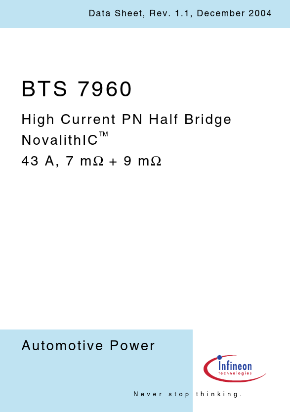 <?=BTS7960?> डेटा पत्रक पीडीएफ