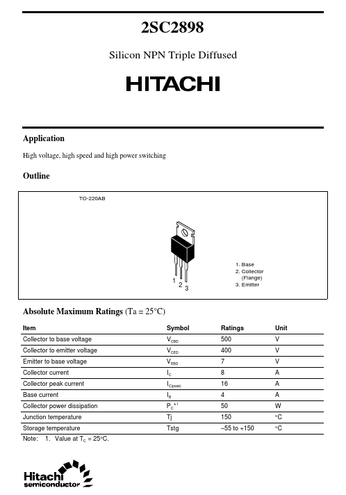 2SC2898 Hitachi Semiconductor