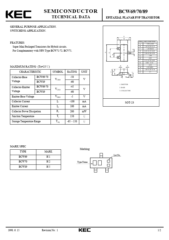 BCW69 KEC