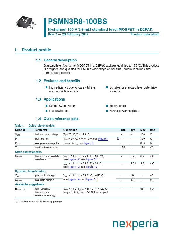 PSMN3R8-100BS