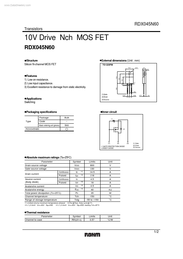 <?=RDX045N60?> डेटा पत्रक पीडीएफ